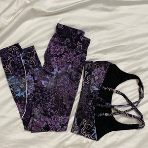 Matching Set - lululemon athletica Purple Floral Leggings + bra
